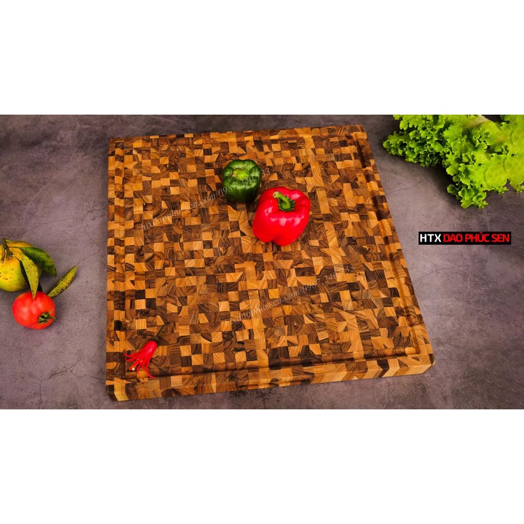 Thớt Gỗ Teak Cao Cấp - Chặt thái, Trang Trí - 45x45x3,8cm - VDC06 | HTX DAO PHÚC SEN