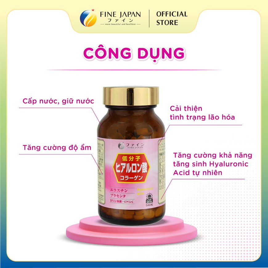 Viên uống Hyaluron & Collagen FINE JAPAN giúp đẹp da, ngăn ngừa lão hoá 81g