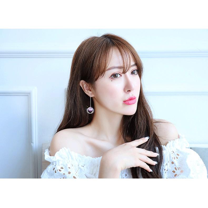 BÔNG TAI BẠC TA MÓC TRÒN ĐÍNH HẠT CHÂU HOT