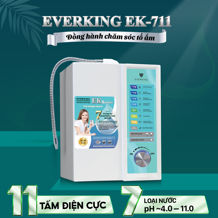 Máy Lọc Nước Điện Giải iON Kiềm EVERKING EK-711 - Hàng Chính Hãng