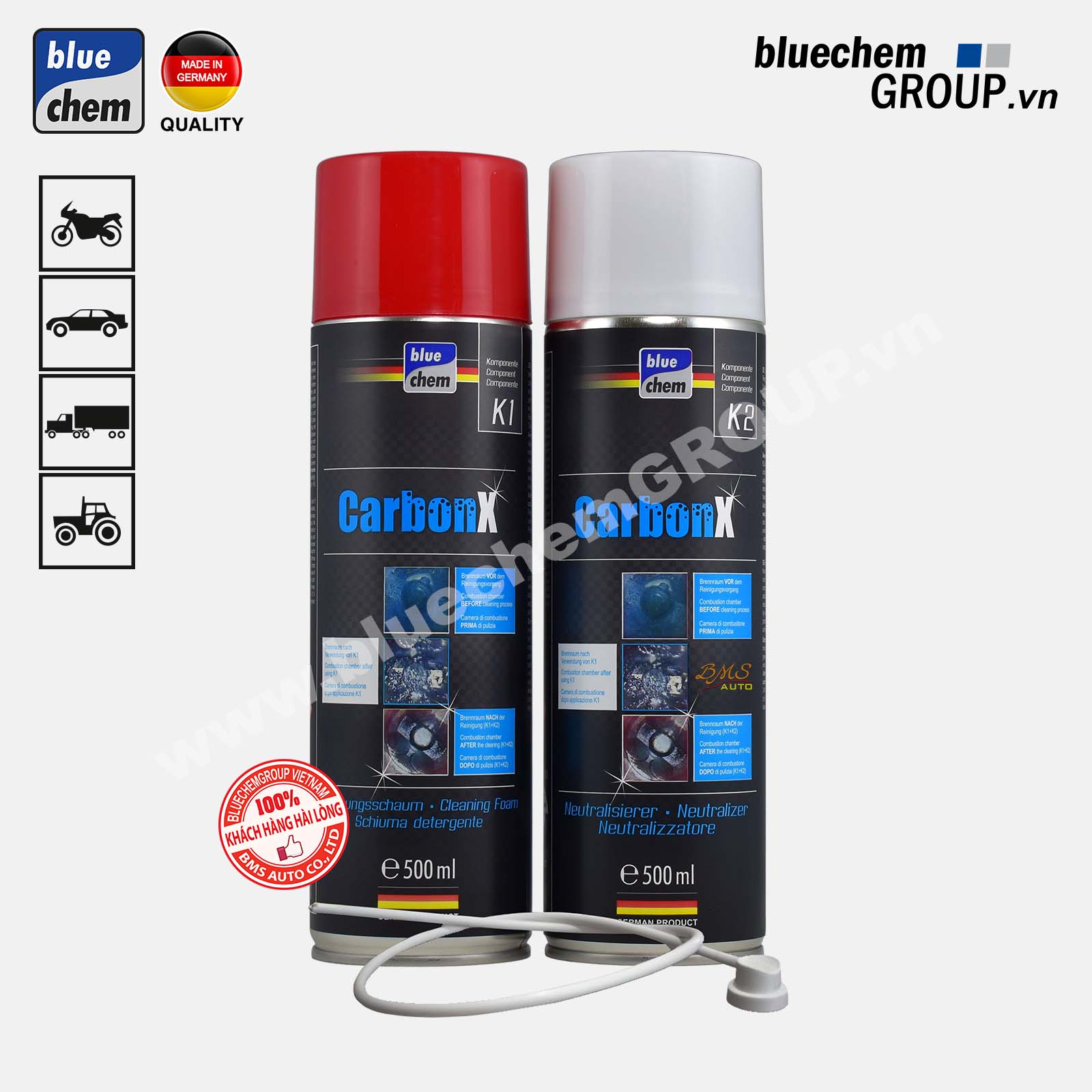 Bộ sản phẩm bluechem Làm sạch bên trong buồng đốt Động cơ Carbon X