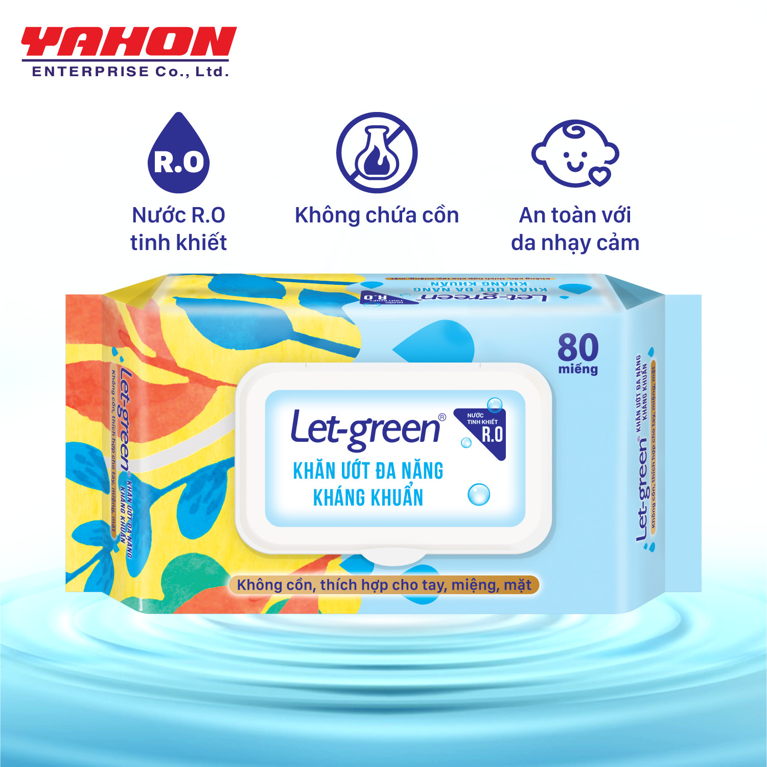 Combo 3 Gói Khăn Ướt Đa Năng Kháng Khuẩn Let-Green 80 Miếng/Gói