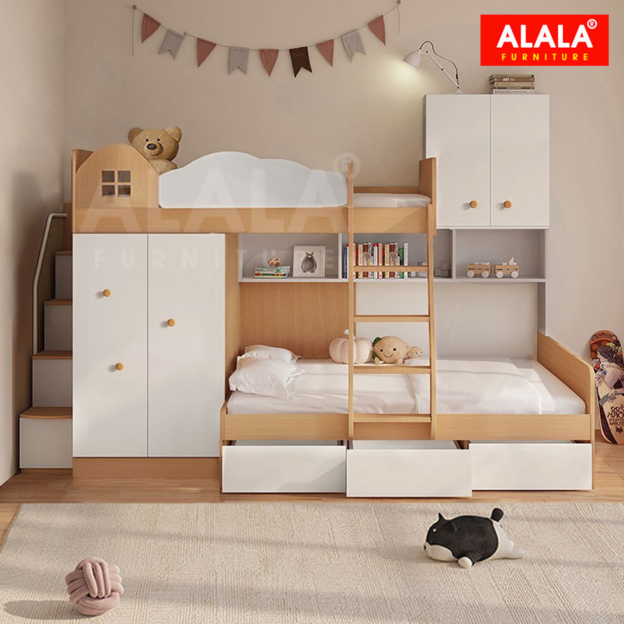 Giường tầng trẻ Em ALALA153 đa năng/ Miễn phí vận chuyển và lắp đặt/ Đổi trả 30 ngày/ Sản phẩm được bảo hành 5 năm từ thương hiệu ALALA/ Chịu lực 700kg