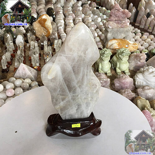 Trụ đá thạch anh hồng tự nhiên nguyên khối phong thủy khử tia bức xạ T421 nặng 2.4kg kích thước 28x15cm  – Vật phẩm phong thủy may mắn