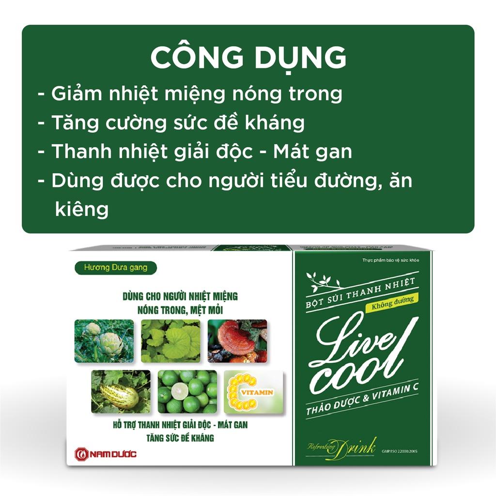 Bột sủi thanh nhiệt Livecool - không đường hỗ trợ giảm nóng trong, giải độc, mát gan, tăng sức đề kháng- Hộp 10 gói