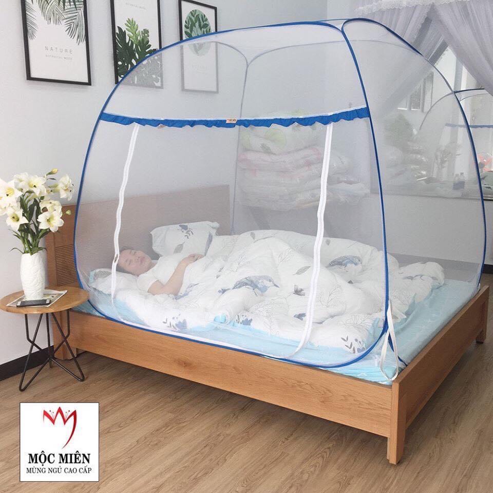 Màn chụp cao cấp Mộc Miên đỉnh rộng - Mẫu Không Hoạ Tiết - Kích thước 2,2mx2m