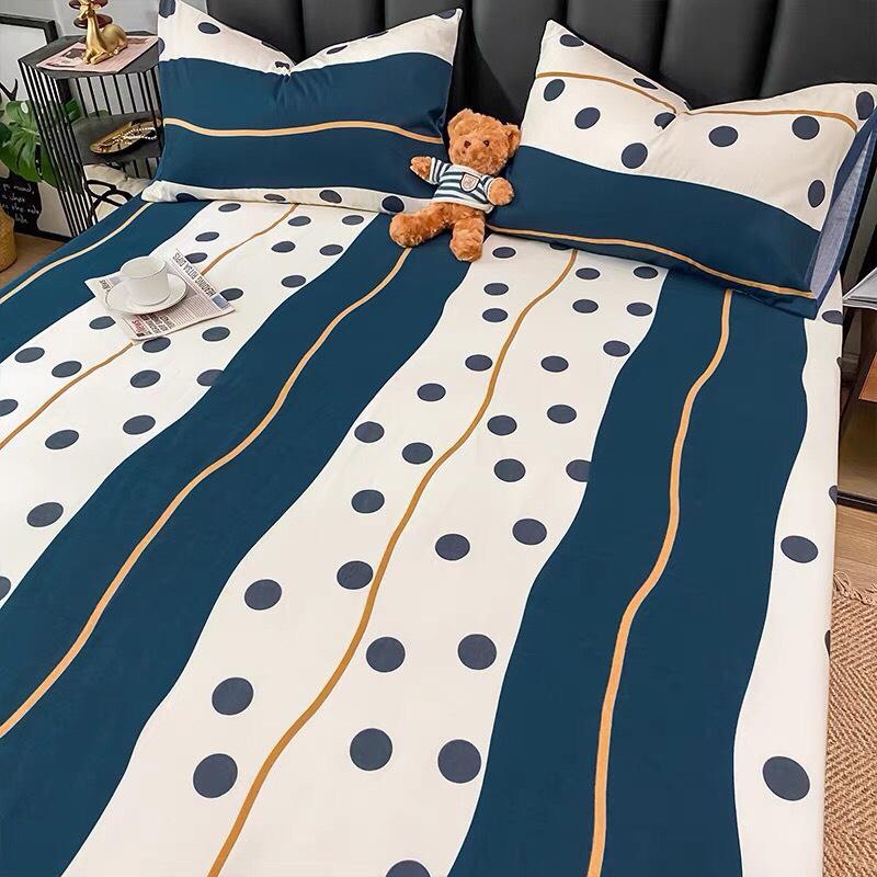 Ga gối cotton 100% gồm ga giường và 2 vỏ gối mềm mịn thoáng mát