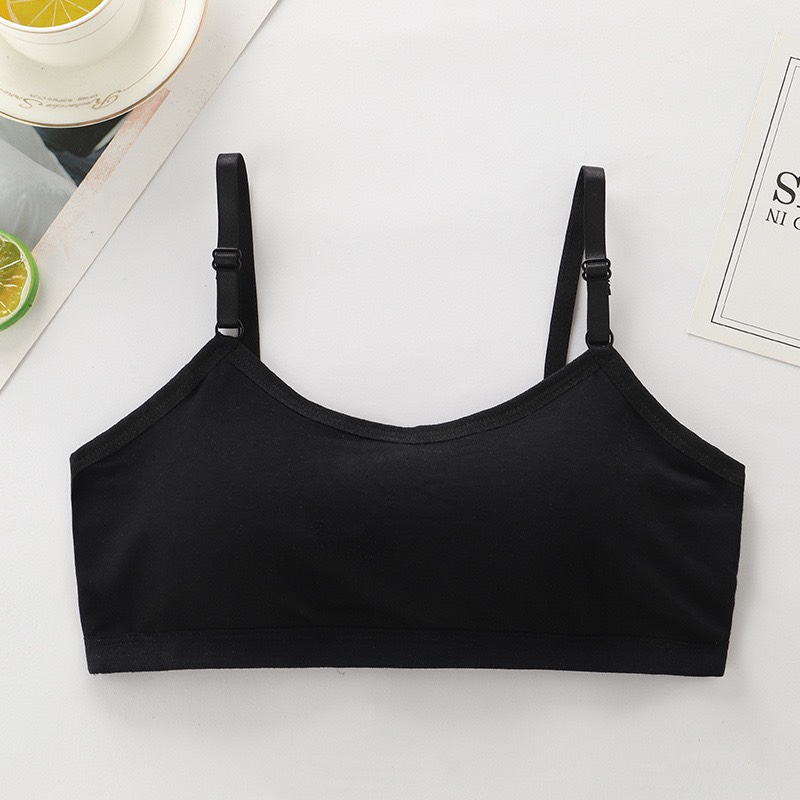 Áo lót nữ, áo lá học sinh cotton trơn mút liền cài sau 3 móc F004