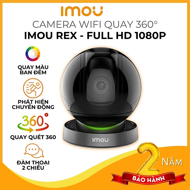 Camera IMOU Rex, Camera Xoay 360, AI Phát hiện người, đàm thoại 2 chiều, có màu ban đêm 2MP/4MP - Hàng Chính Hãng