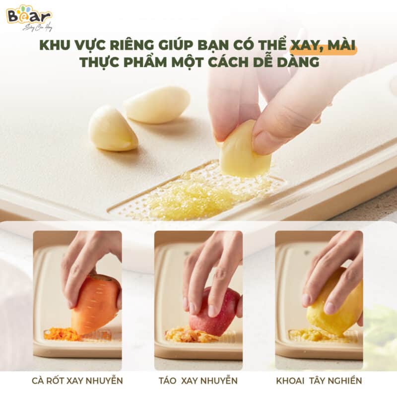 Thớt Nhựa Kháng Khuẩn Cao Cấp BEAR CX-E0023 Size M, Chống Đọng Nước, Chống Trượt, Chống Mốc, Tiêu Chuẩn Chất Lượng Toàn Cầu - Hàng Chính Hãng