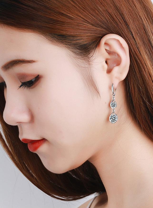 Bông tai dài 2 giọt nước BHBT370