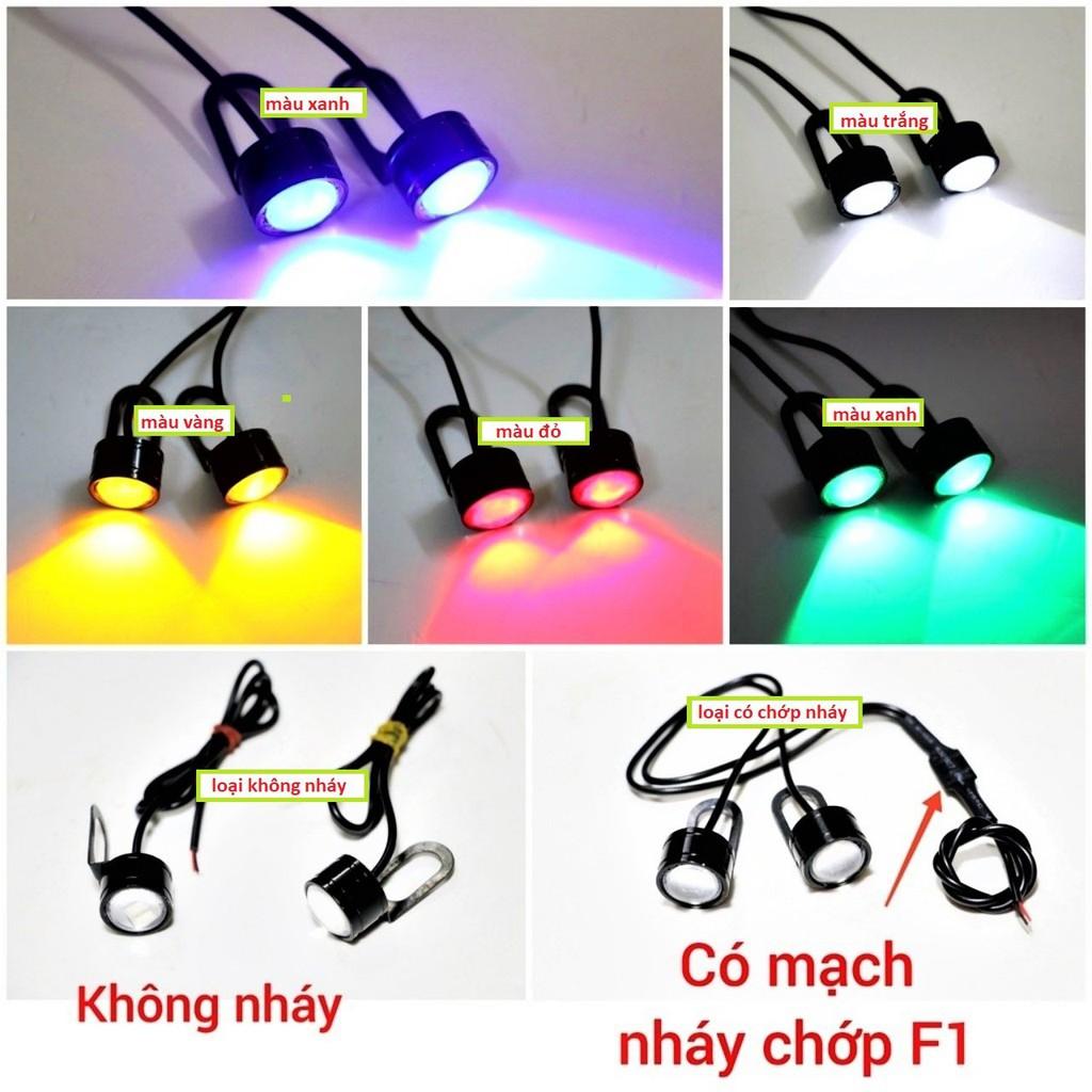 Bộ 2 đèn mini trang trí gắn chân gương kính xe máy chống nước loại đẹp lắp các xe