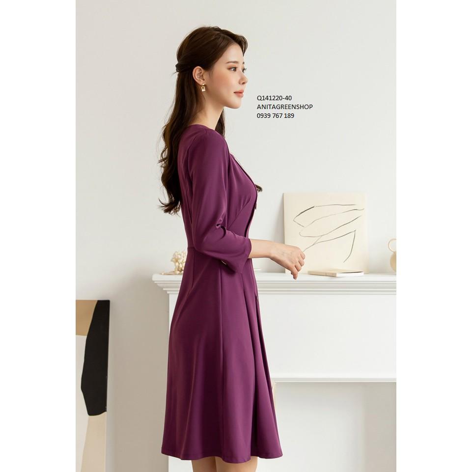 Q141220 ĐẦM XÒE CỔ VUÔNG MÀU TÍM