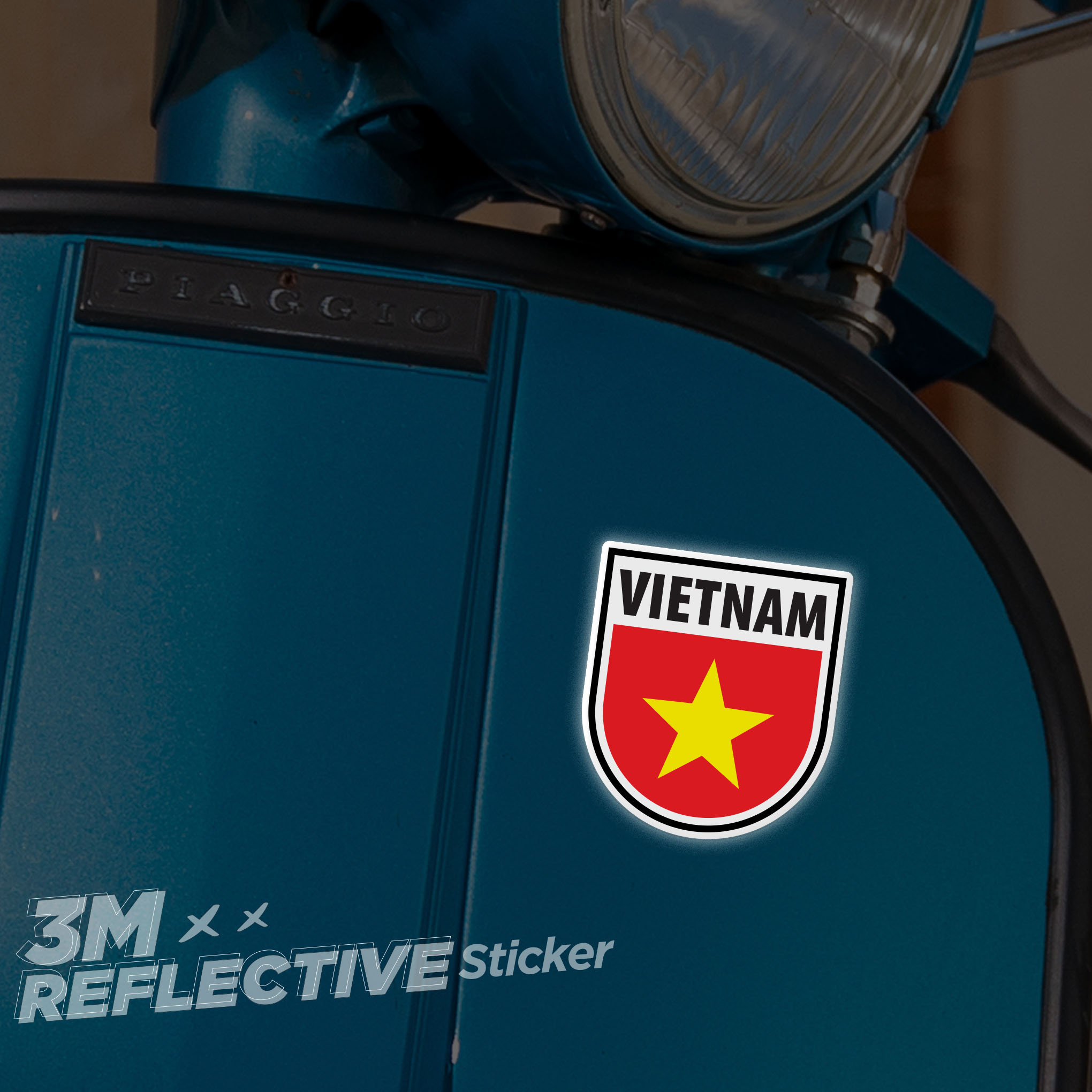 VIETNAM FLAG SHIELD 3M - Reflective Sticker Die-cut Hình dán phản quang thương hiệu STICKER FACTORY