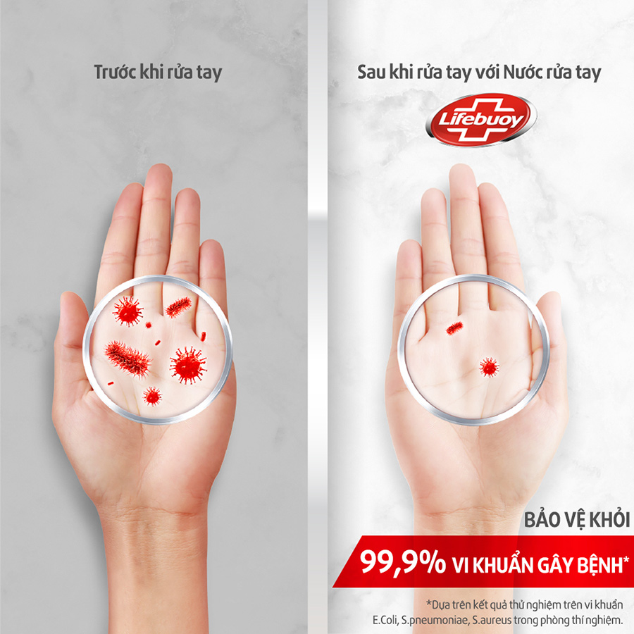 Combo 2 Nước rửa tay Lifebuoy bạc bảo vệ túi 400g