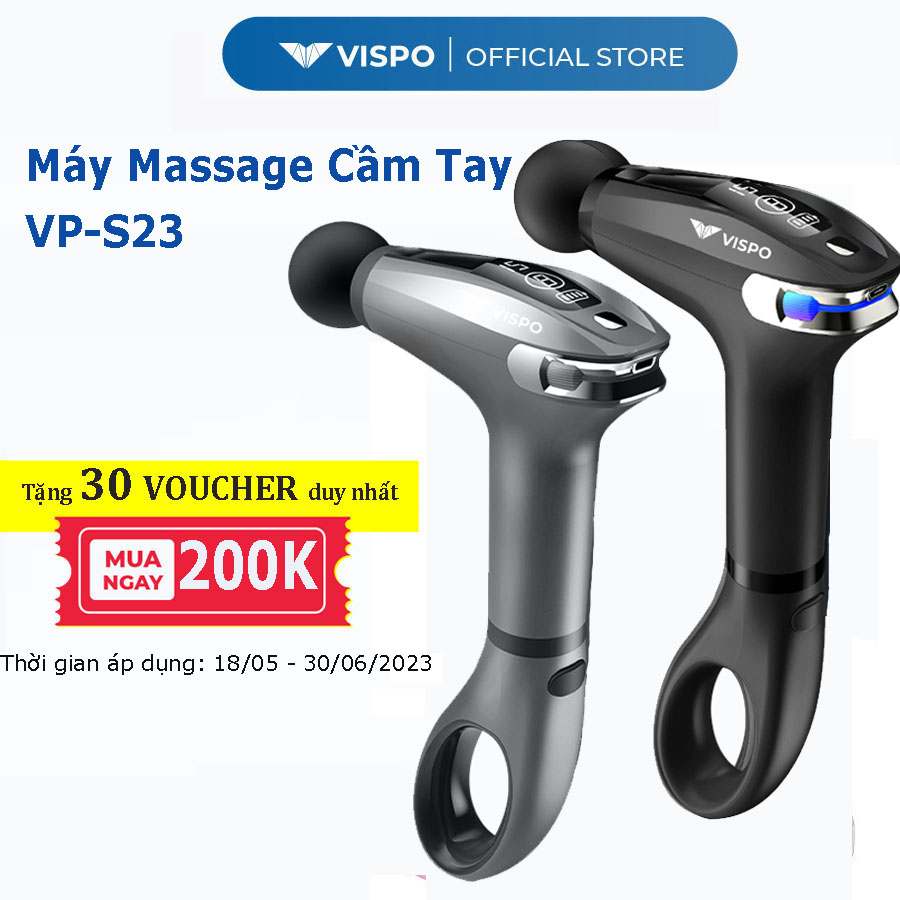 Máy Massage Cầm Tay Vispo VP-S23 - 8 Cấp Độ Massage Với Tay Cầm Cán Dài, Phù Hợp Cho Người Tập Gym, Giãn Cơ Hiệu quả - Máy Massage Toàn Thân