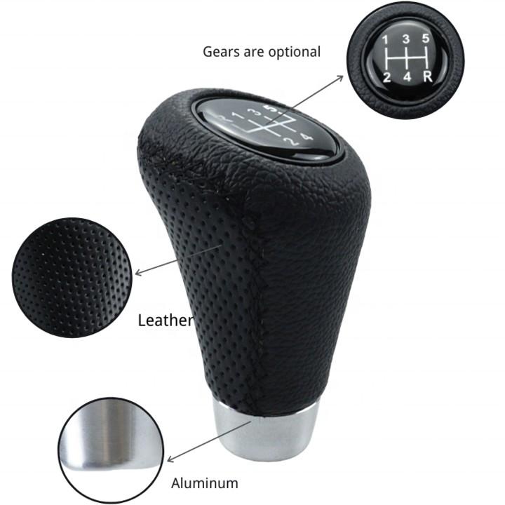 Đầu Tay nắm cần số xe hơi, ô tô bọc da thật 100% cao cấp dùng cho các xe số sàn - Chất liệu: Hợp kim đồng bọc da