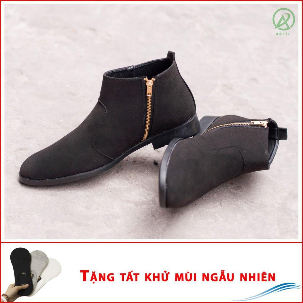 Giày Chelsea Boot Cổ Khóa Tiện Lợi Da Búc Đen Và Đế Được Khâu Chắc Chắn - CB521-bucdenkhoa ( T)