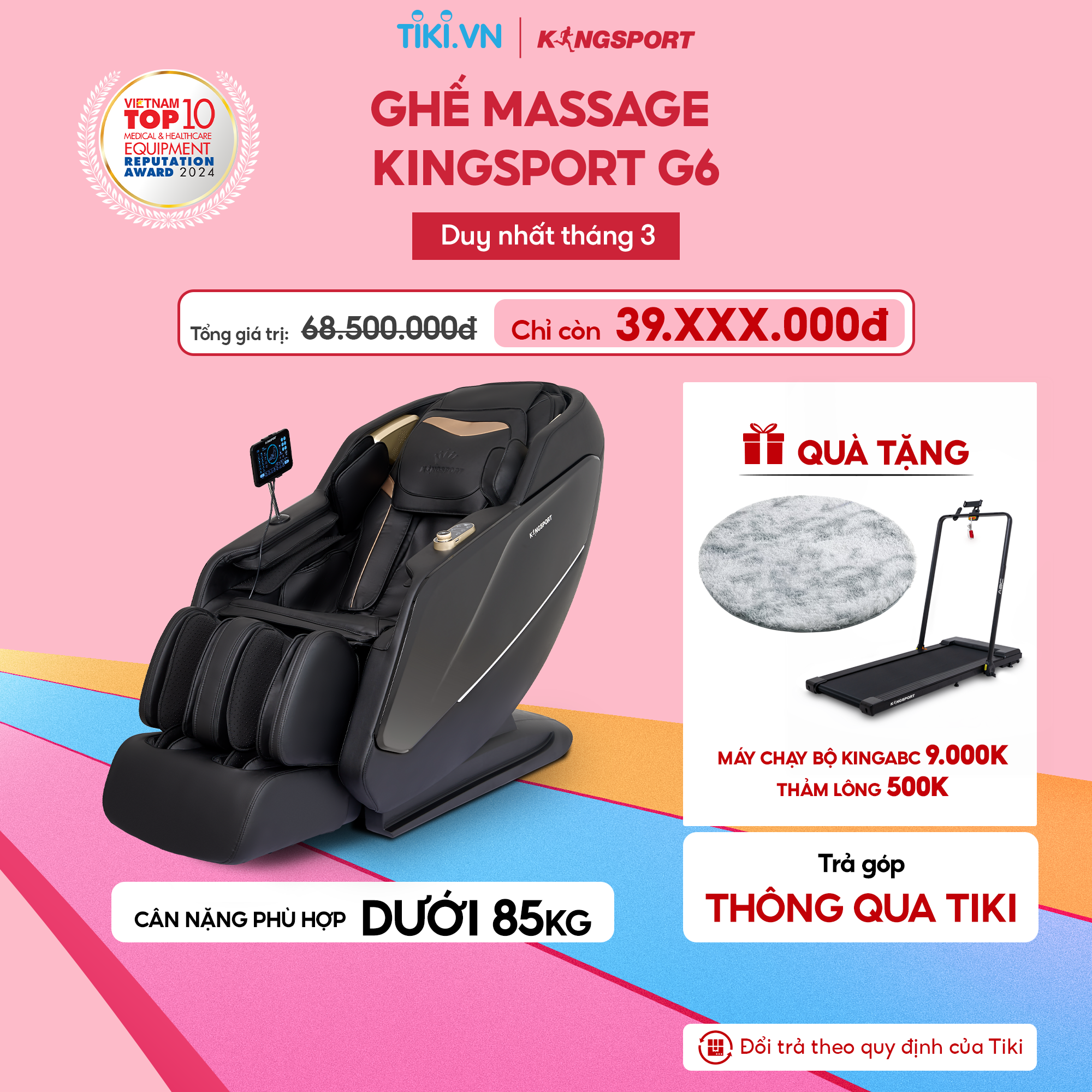 CHỈ GIAO MIỀN BẮC I Ghế massage toàn thân cao cấp KINGSPORT G6 công nghệ massage Kingtech Touch Pro, công nghệ làm ấm Warmtech