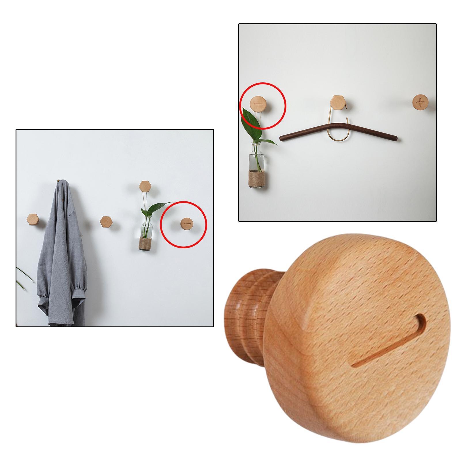 2x Wooden Hook Screw Premium Wall Nordic Clothes Coat Hooks Key Holder Hanger