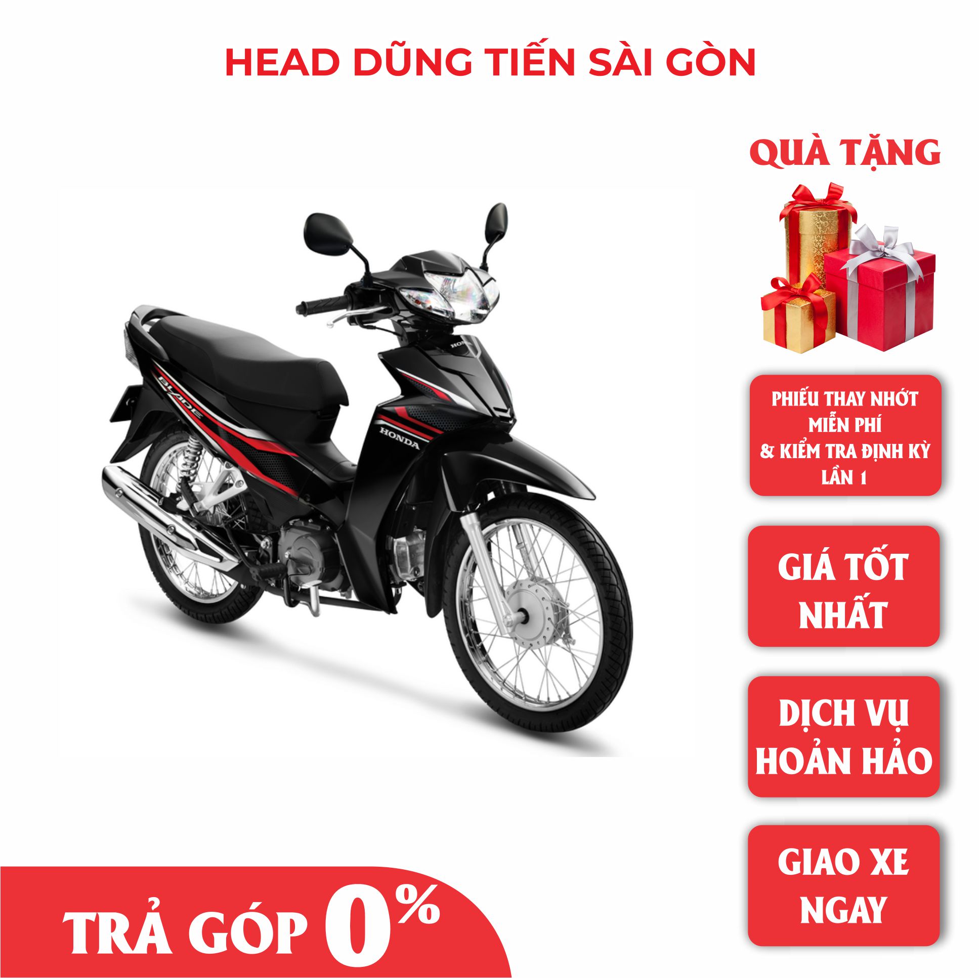 Xe Máy Honda Blade 110 - Phiên bản Tiêu chuẩn (Phanh cơ, vành nan hoa) - Đen