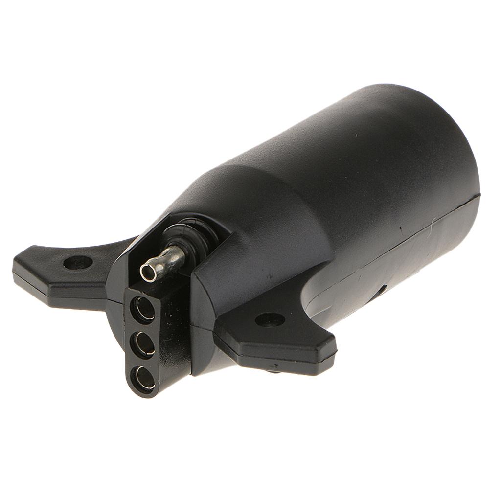 7 Way Round to 4 Way Pin Flat Trailer Light Adapter Plug Connector RV Boat