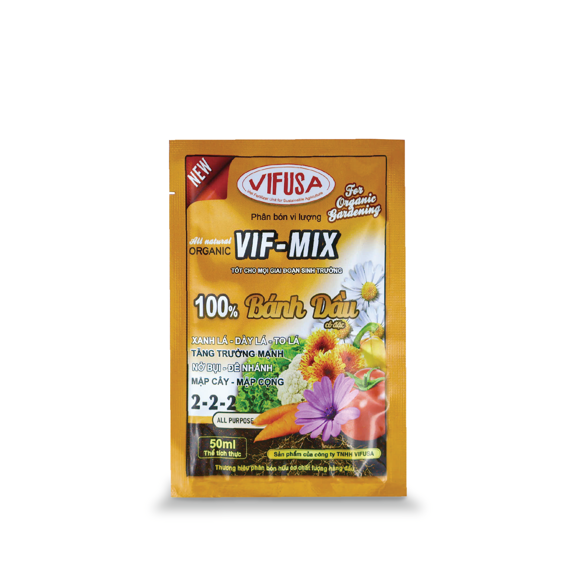 VIF-MIX - Phân bón bánh dầu đậu phộng gói 50ml