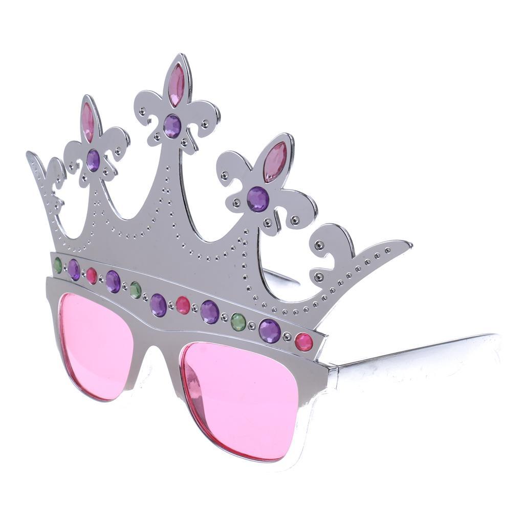 Fashion Gem Silver Crown Sunglasses Kids Adults Princess Xmas Birthday Tiara Eye Glasses Party Fancy Dress Photo Props