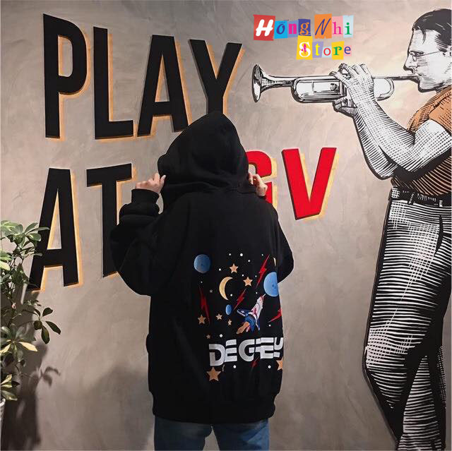 Áo Khoác Hoodie Zip In Hình DEGREY Oversize Ulzzang Unisex Dáng Rộng - MM