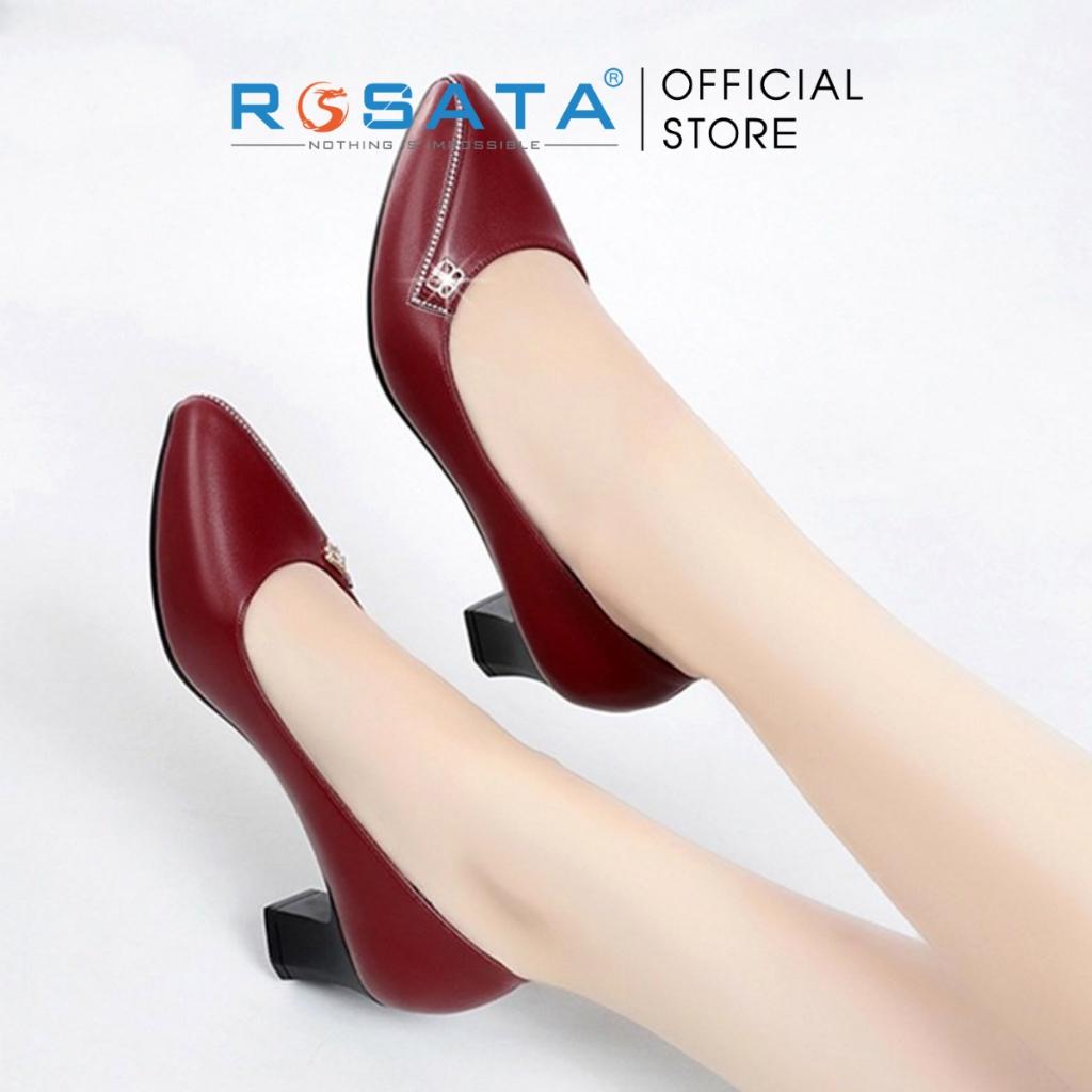 Giày búp bê ROSATA RO375 bít mũi nhọn thời trang gót cao 5 phân xuất xứ Việt Nam - ĐEN