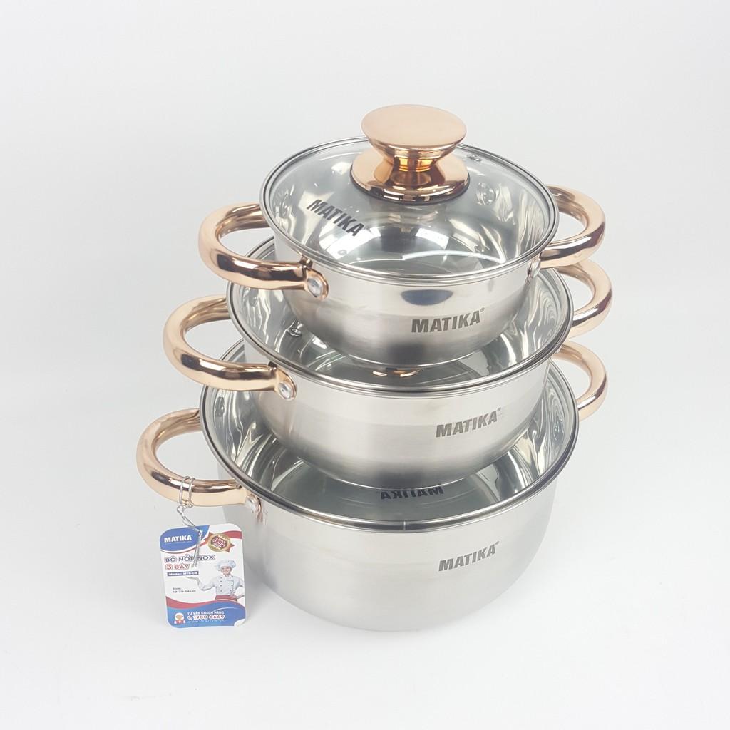 Bộ nồi inox 3 đáy Matika MTK-C3