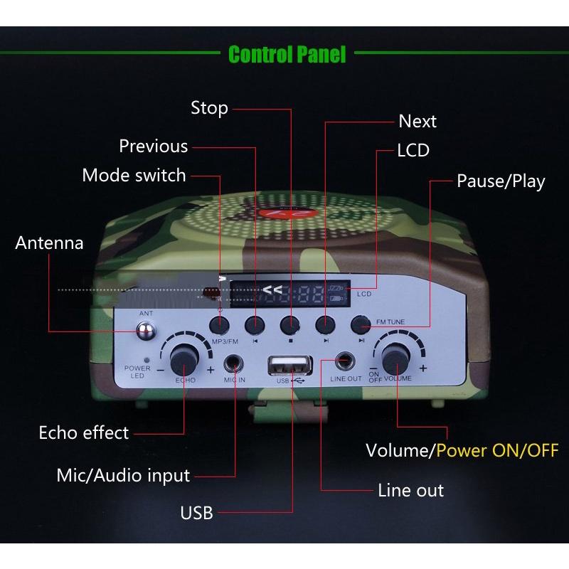 Loa nhử chim, loa trợ giảng E-898 - Kèm micro đeo tai, remote điều khiển lên đến 300m (E898) bảo hành 12 tháng