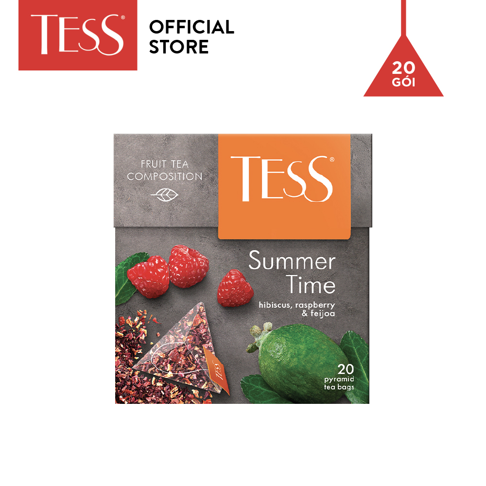 Combo 12 hộp Trà hoa quả Tess Summer Time vị mâm xôi và ổi feijoa 20 gói/hộp