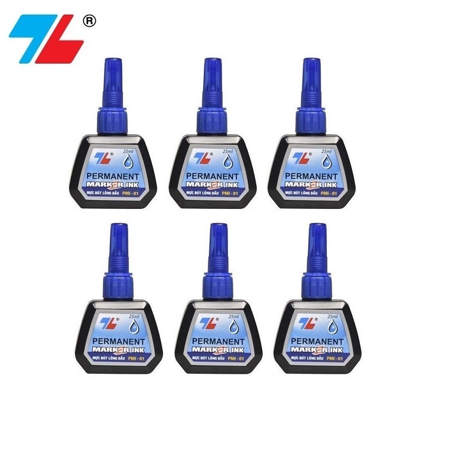 Lốc 6 lọ mực bút lông dầu Thiên Long PMI-01 không xóa được / lọ mực PMI01 đổ cho các bút dạ dầu