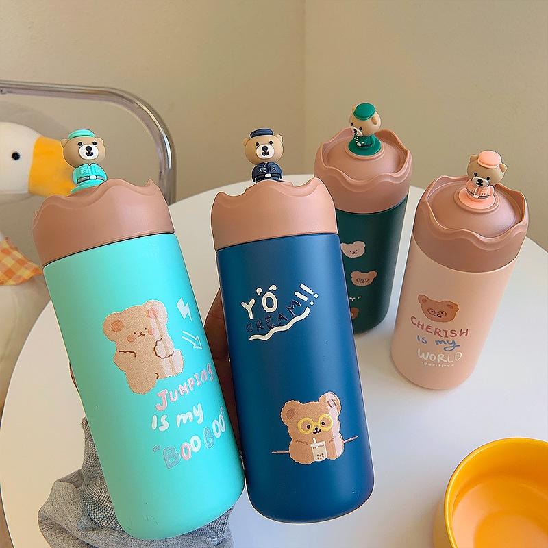 Bình giữ nhiệt 350ml nắp hình thú dễ thương độc đáo