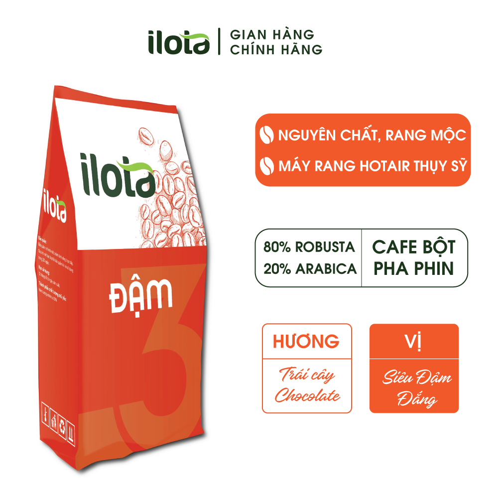 Cà phê rang xay nguyên chất (dạng xay sẵn) ILOTA 3 ĐẬM gói 500gr