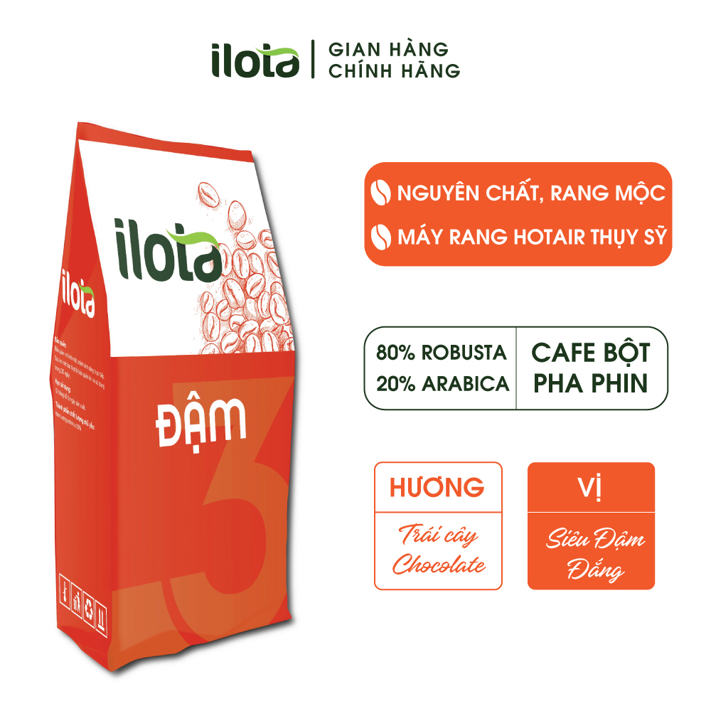 Cà phê rang xay nguyên chất ILOTA 3 ĐẬM gói 500gr