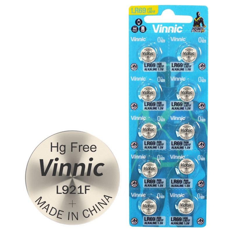 Vỉ 10 Pin cúc áo VINNIC AG6 / LR920 / 371 / SR920 / 171 CHÍNH HÃNG dùng cho đồng hồ đeo tay thiết bị điện tử