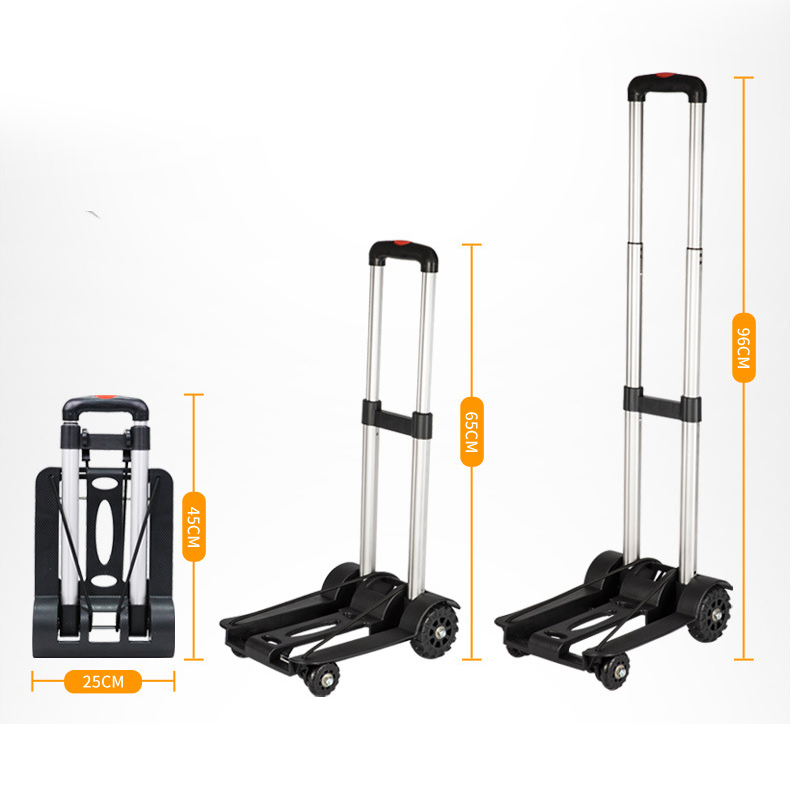 Xe đẩy hàng gấp gọn 4 bánh có dây chằng, xe kéo đẩy hàng