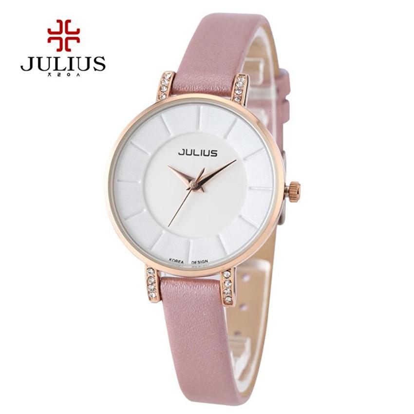 Đồng Hồ Nữ Dây Da Julius JA-766L-Hồng