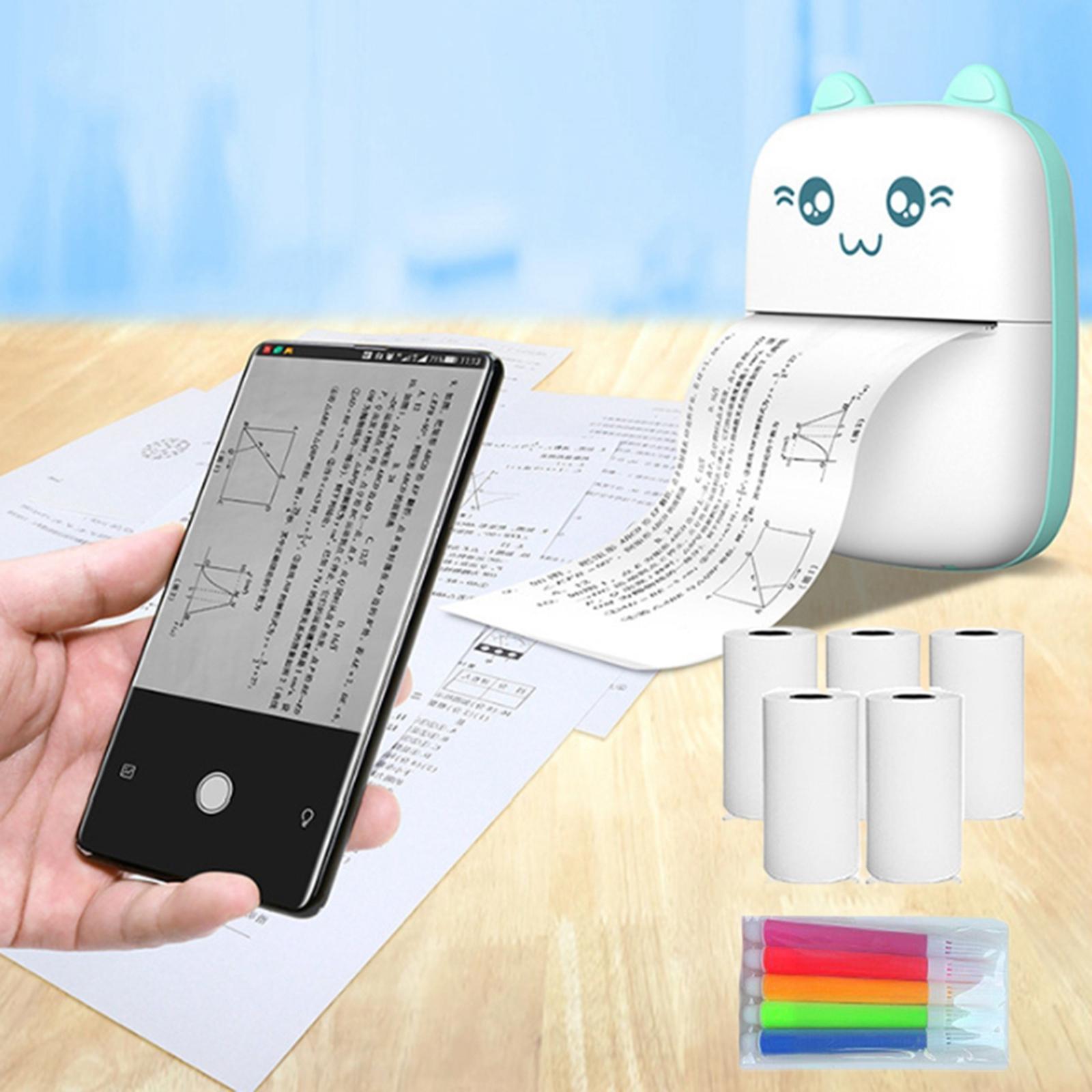 Inkless Printer Portable Rechargeable Printer Crayons Blue