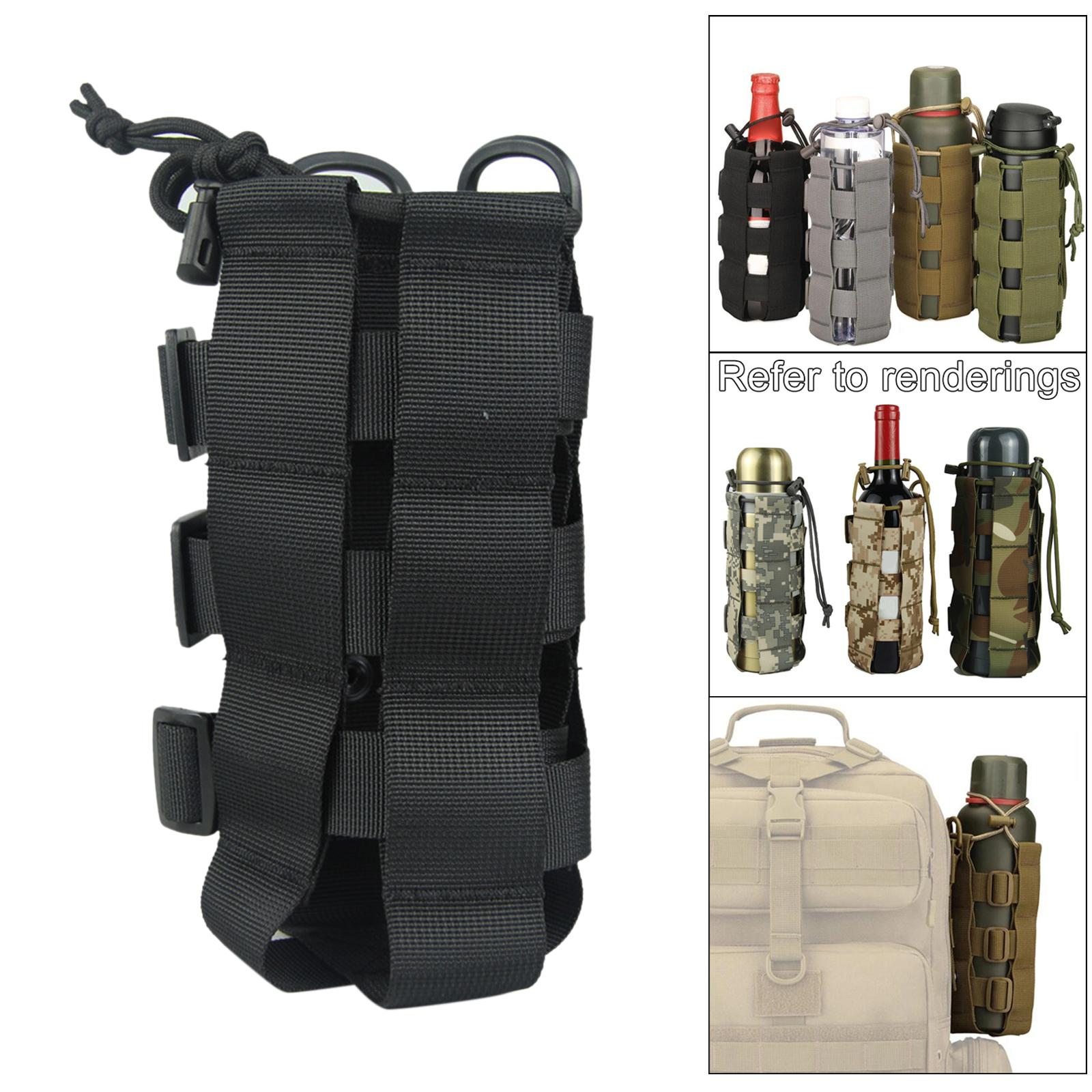 Sports Water Bottles Pouch Bag, 0.3L - 0.8L Tactical Drawstring Molle Water Bottle Holder Pouches Portable Travel Tactical Hydration Carrier Bags