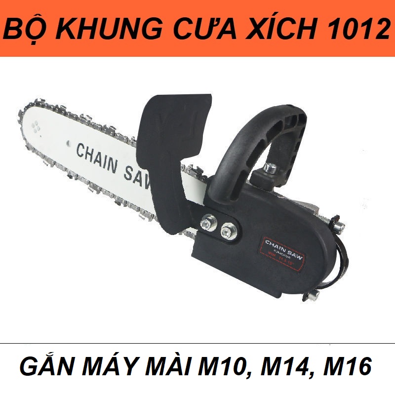 Khung cưa xích cầm tay tra dầu tự động - Phụ kiện gắn máy mài trục M10, M12, M14