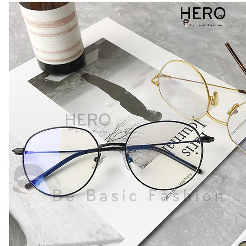 Kính Nobita Ulzzang Thời Trang Hàn Quốc, Kính Không Độ Giả Cận Gọng Oval Màu Đen HERO KM01