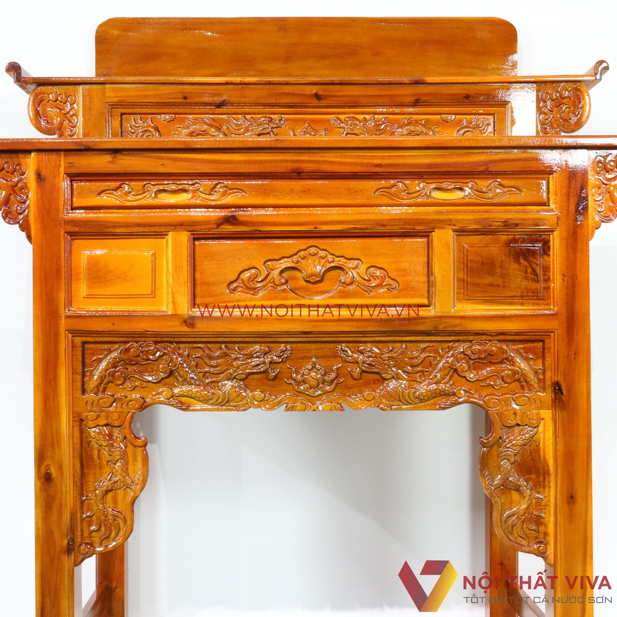 Bàn Thờ Gia Tiên 2 Tầng Gỗ Tràm Chạm Rồng Đẹp Giá Rẻ