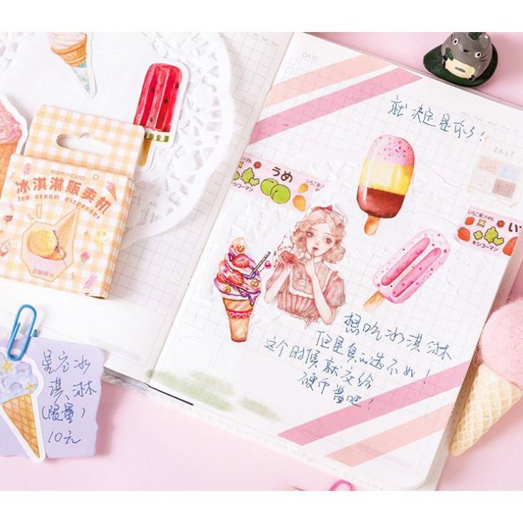 Hộp 46 Nhãn dán sticker Kem vàng trang trí sổ tay bullet journal M069