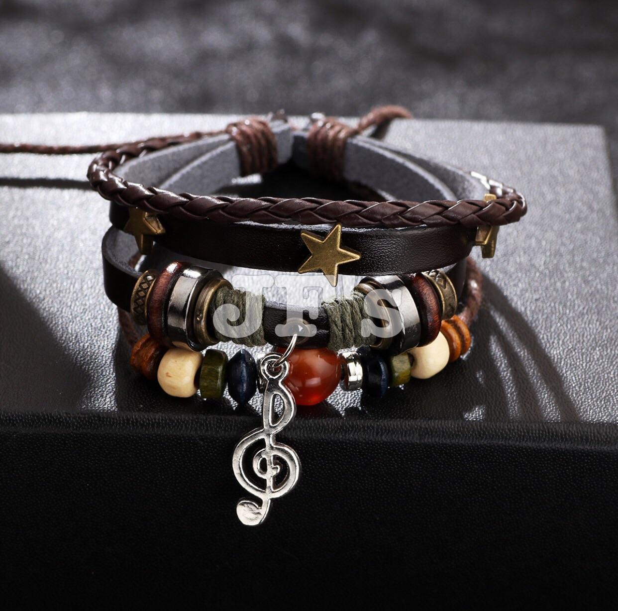 Vòng đeo tay nốt nhạc bện sao, vòng tay nam nữ phong cách bohemian