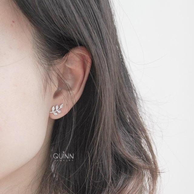 Khuyên tai Crystal Leaf - Khuyên 5 lá đính đá