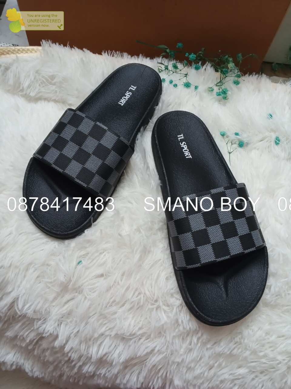 DÉP QUAI NGANG NAM NỮ UNISEX CARO ĐEN CARO NÂU SMANO HOẢ TỐC