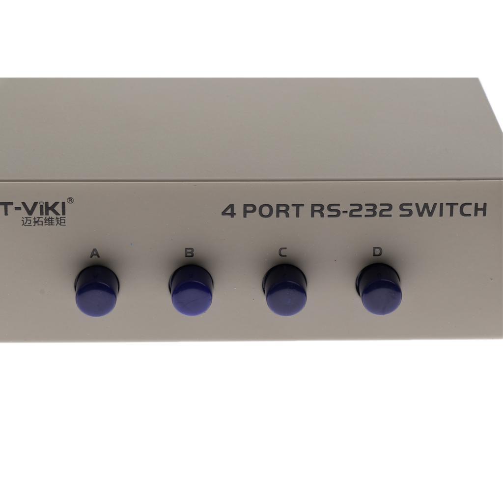 Metal Case 4 Port Manual RS-232 Switch for PC Sharing to Serial Device